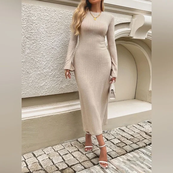 Long sleeve midi dress green - Picture 5 of 15